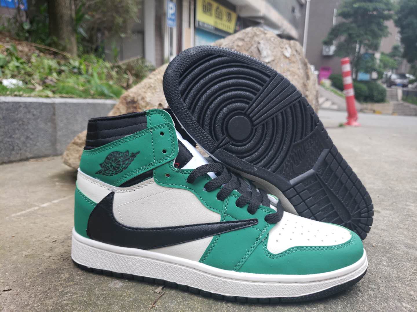 Air Jordan 1 GS High OG TS SP Green Black White Shoes